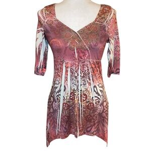 Apt. 9 Red and Orange Tunic Top